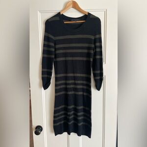 French Connection Black and Green Striped Sweater Dress Size 6
